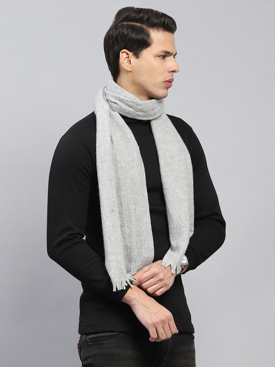 Men Grey Solid Muffler