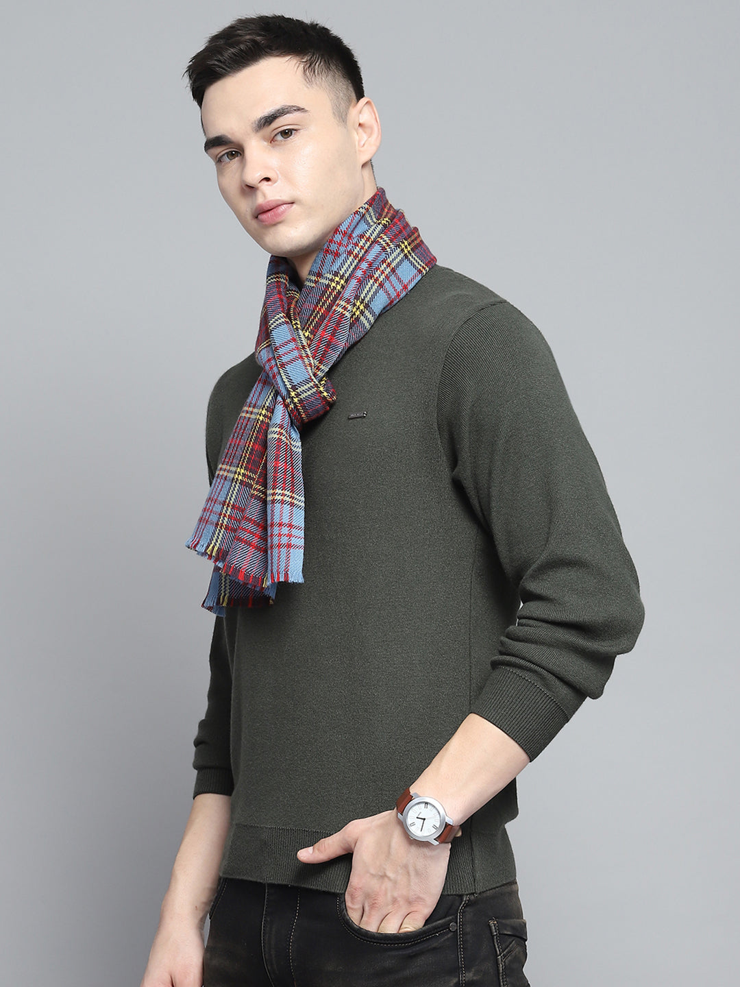 Men Multicolor Self Design Muffler