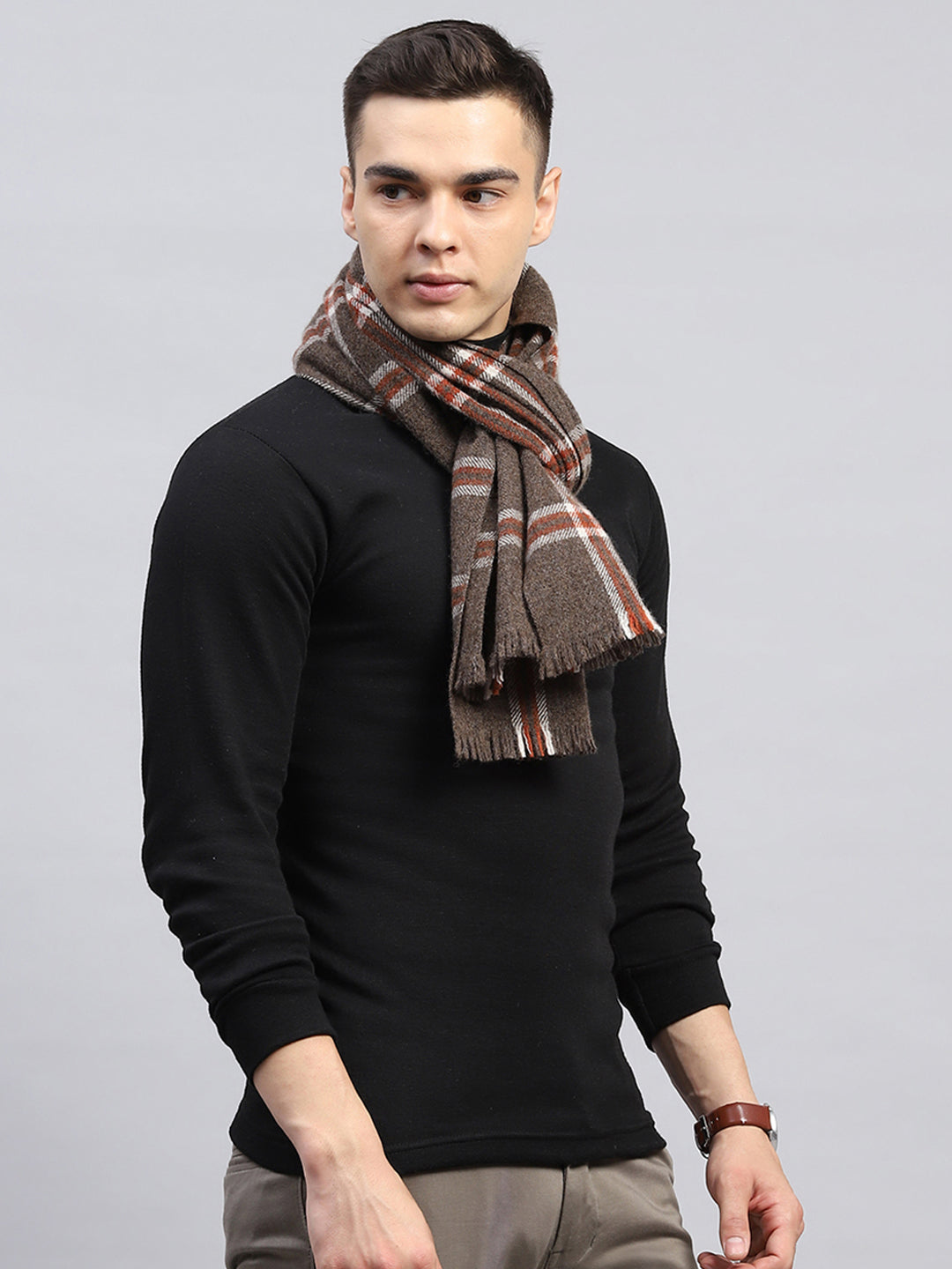 Men Brown Check Muffler