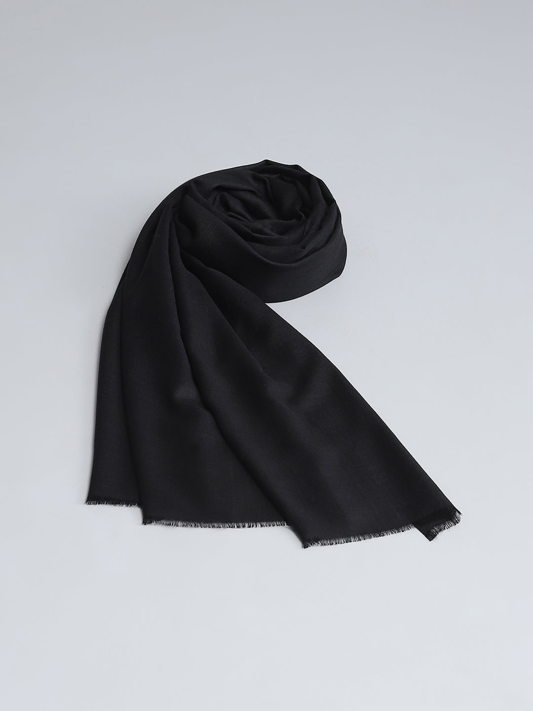 Women Black Solid Shawl