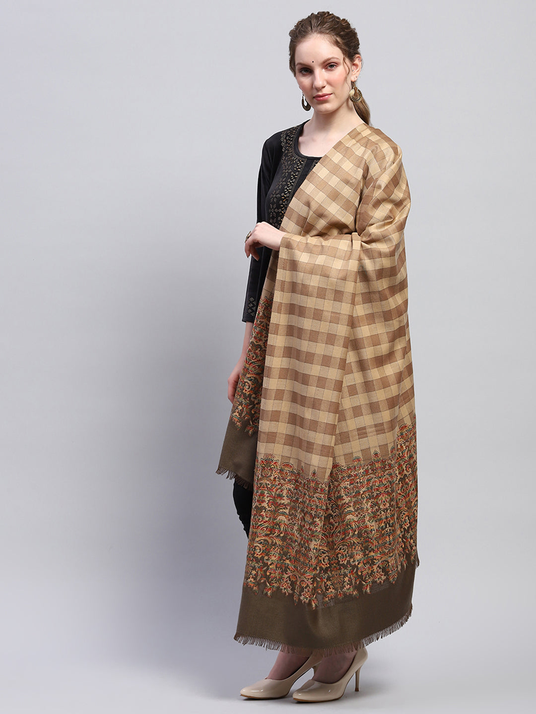 Women Multicolor Check Shawl