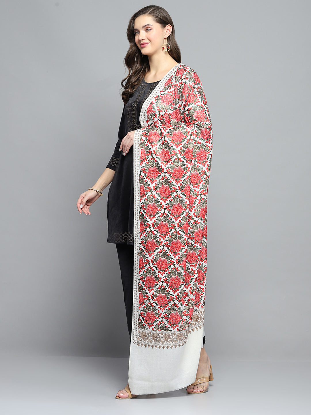 Women Multicolor Self Design Shawl