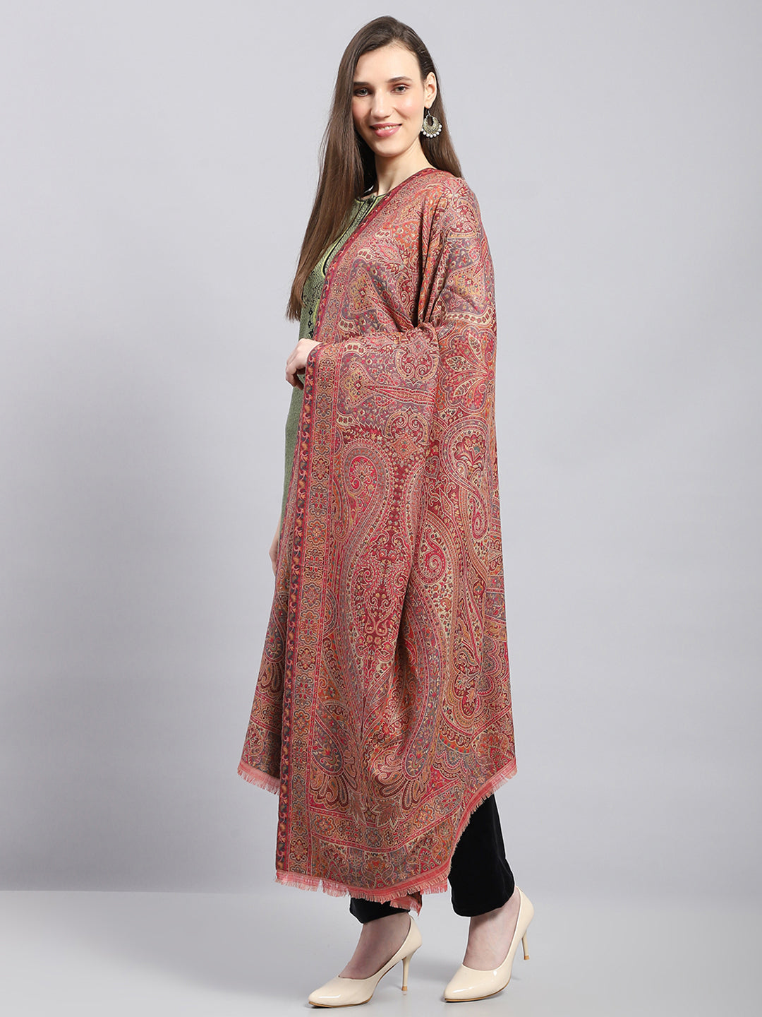 Women Multicolor Self Design Shawl