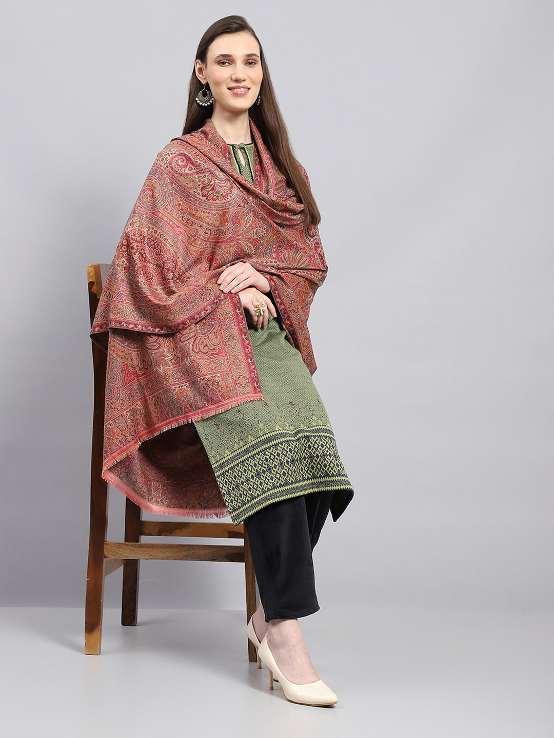 Women Multicolor Self Design Shawl