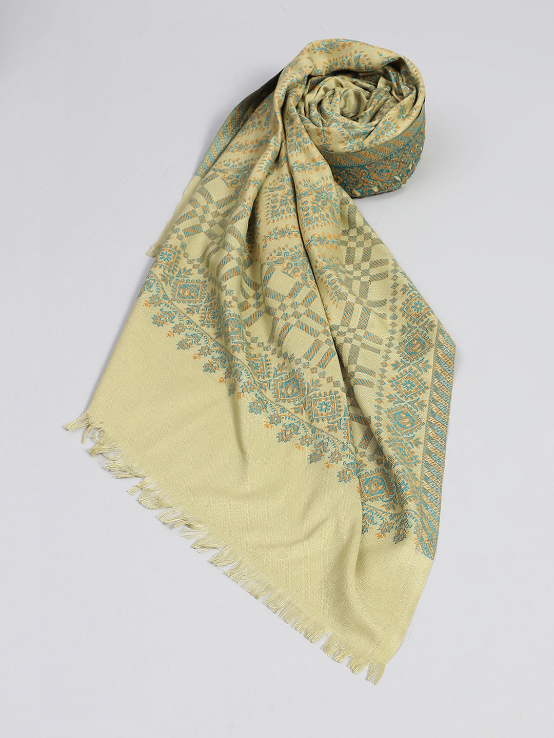 Women Green Self Design Shawl