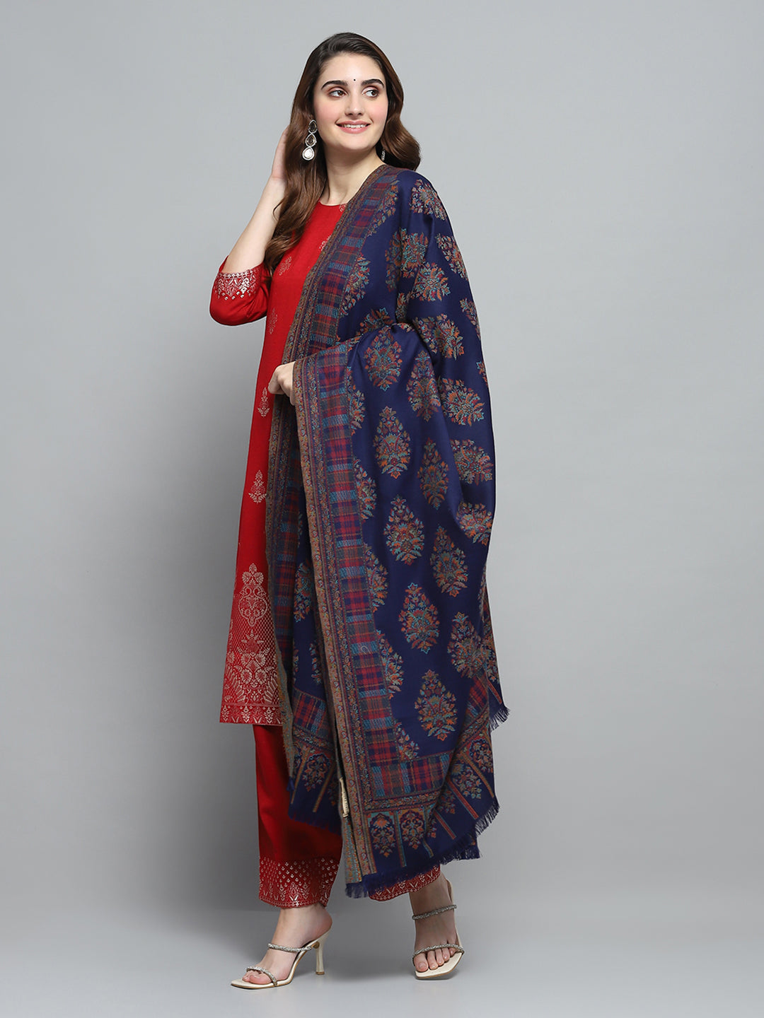 Women Multicolor Self Design Shawl