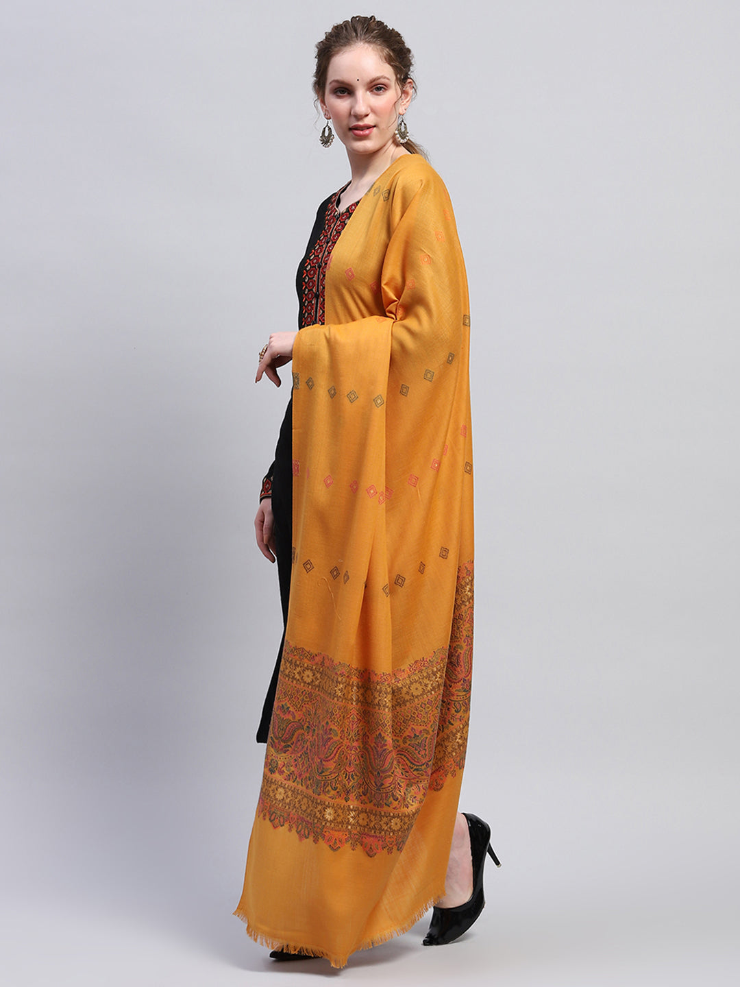 Women Multicolor Self Design Shawl