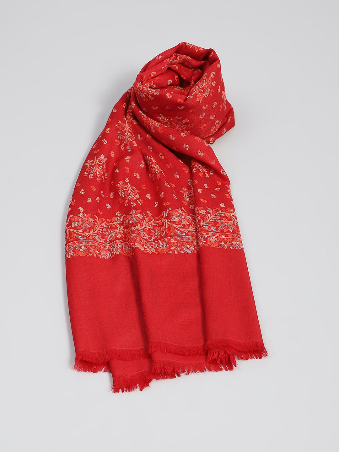 Women Red Self Design Shawl