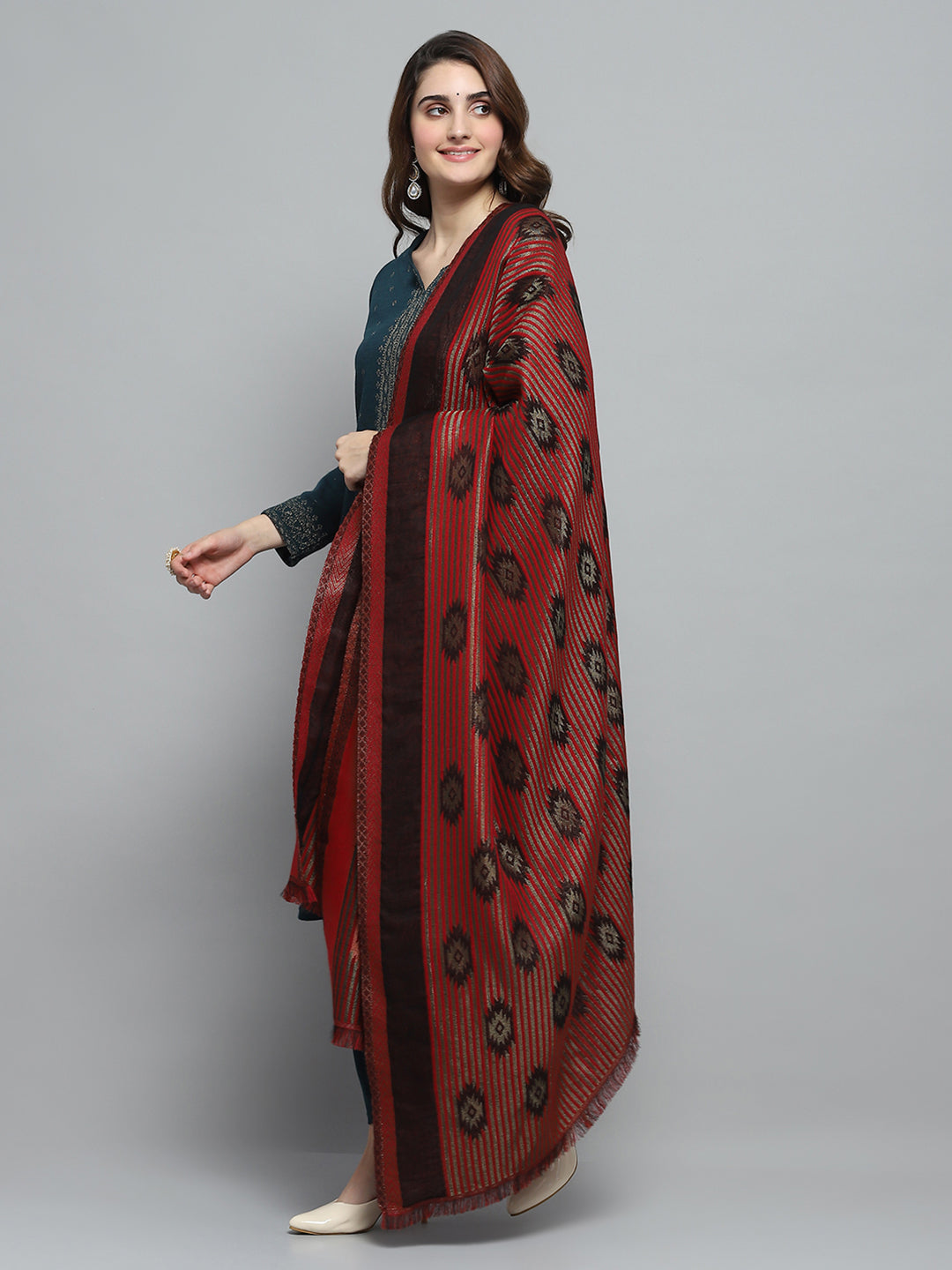 Women Multicolor Self Design Shawl