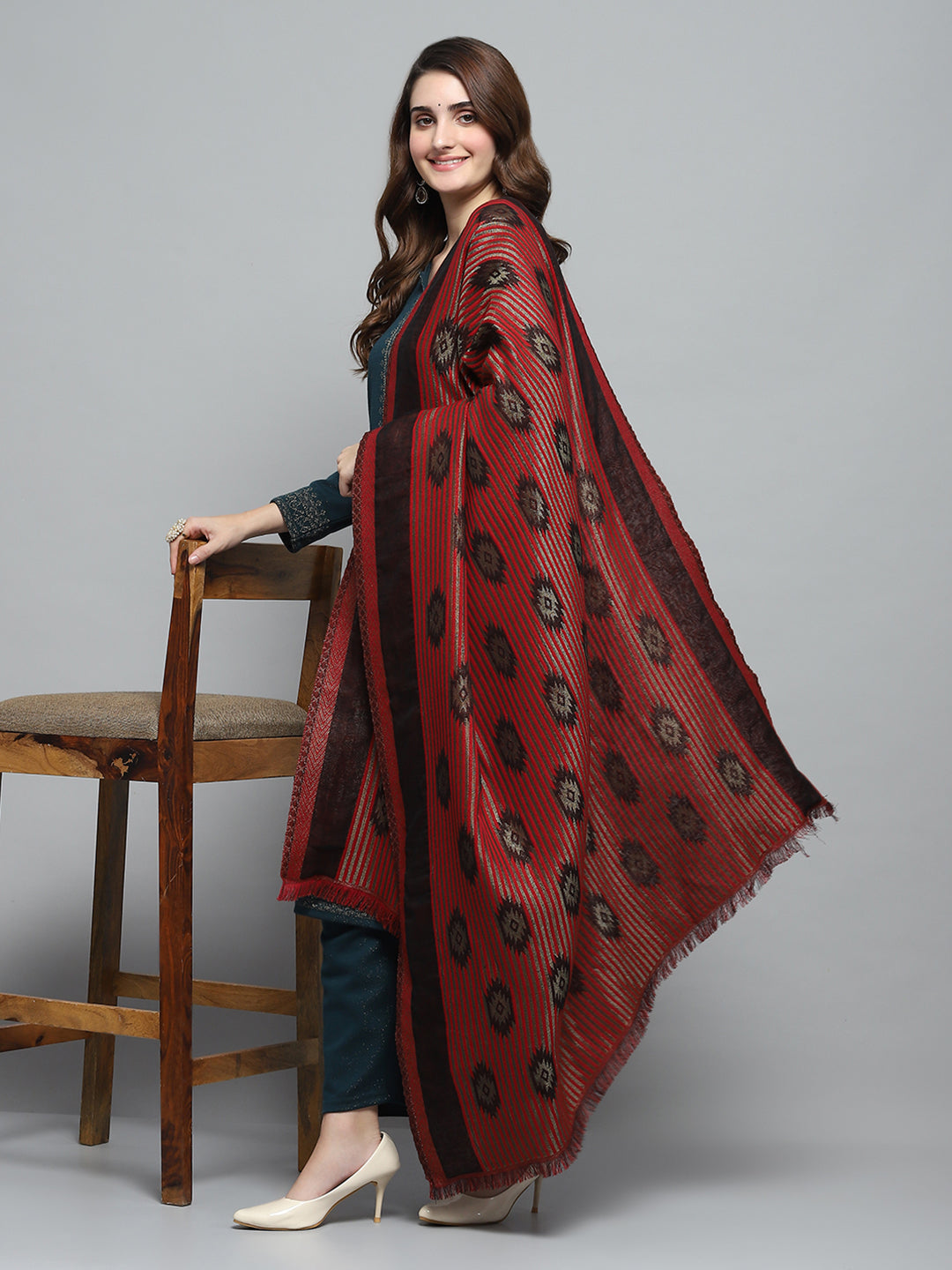 Women Multicolor Self Design Shawl