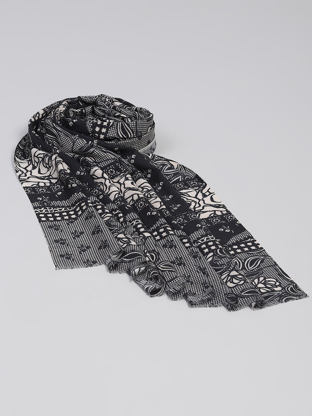 Women Black Self Design Shawl