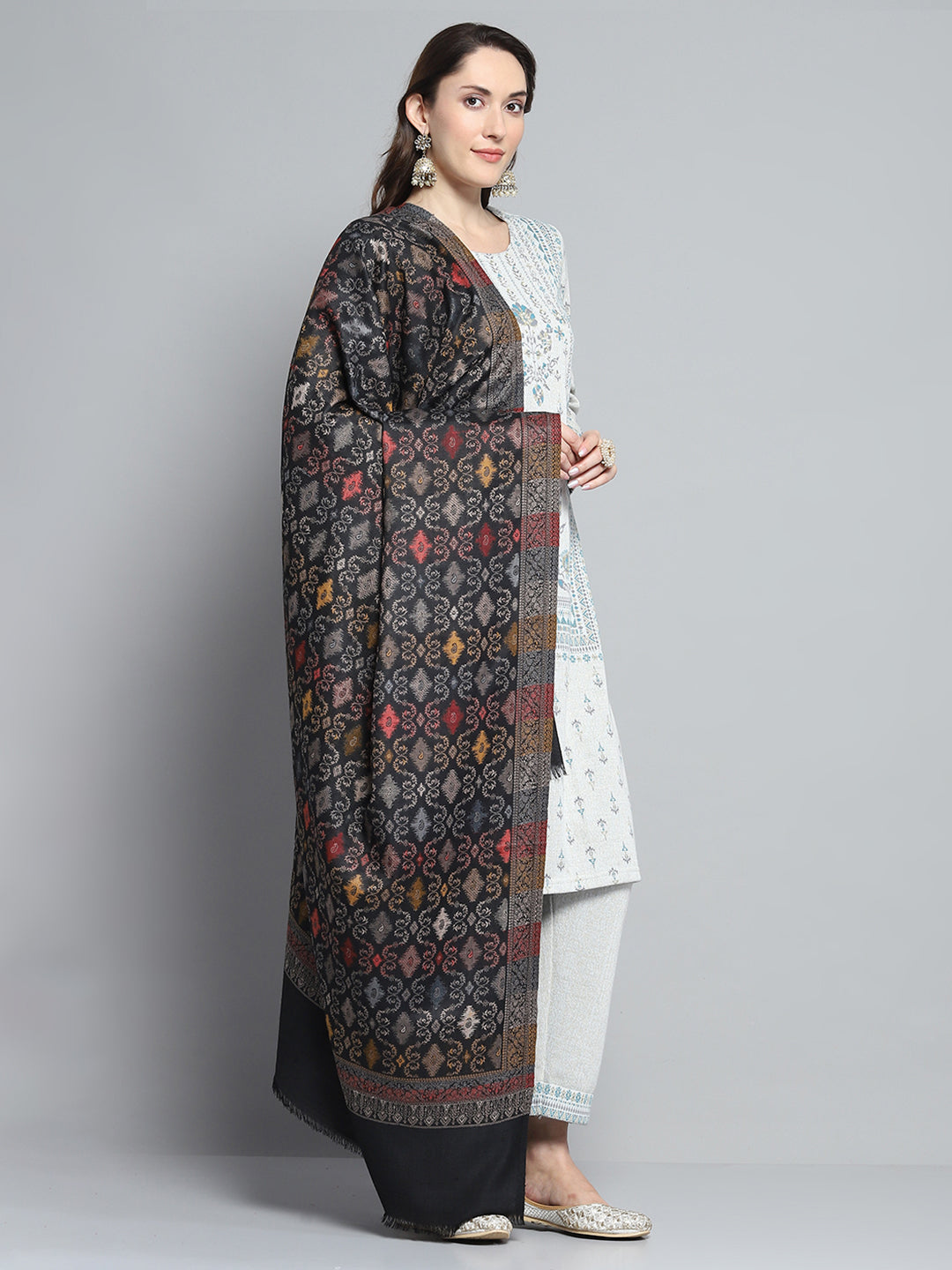 Women Multicolor Self Design Shawl