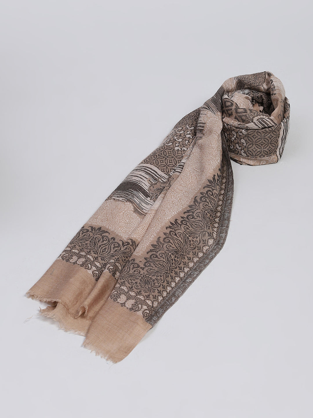 Women Beige Self Design Shawl