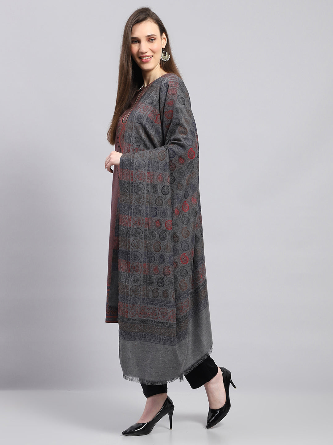 Women Multicolor Self Design Shawl