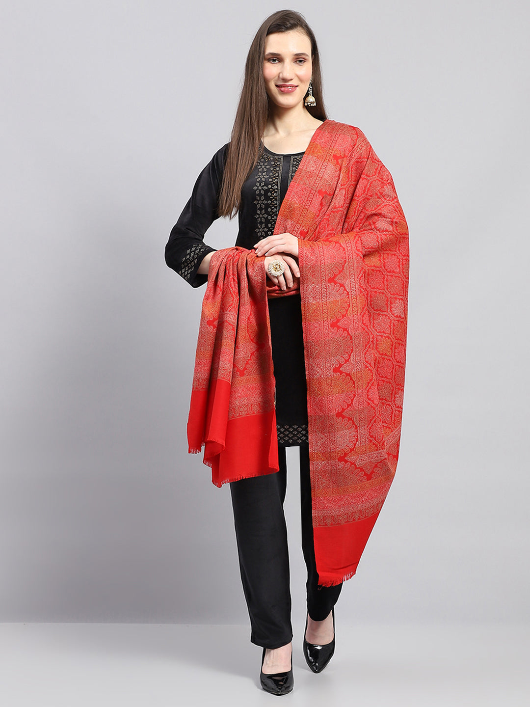 Women Multicolor Self Design Shawl