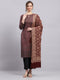 Women Rust Self Design Shawl