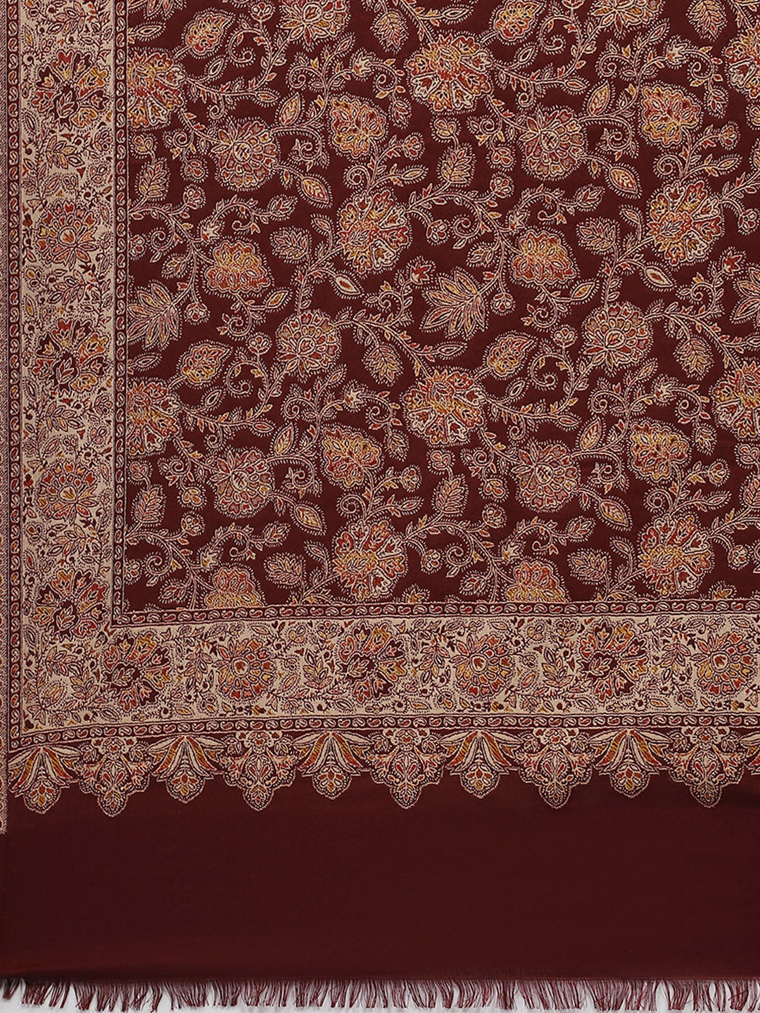 Women Rust Self Design Shawl