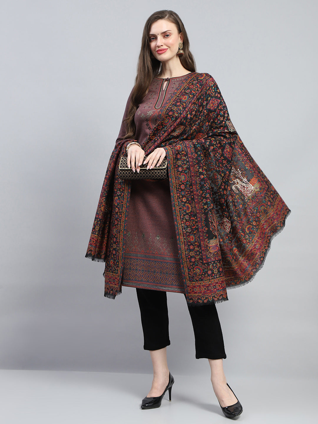 Women Multicolor Self Design Reversible Shawl