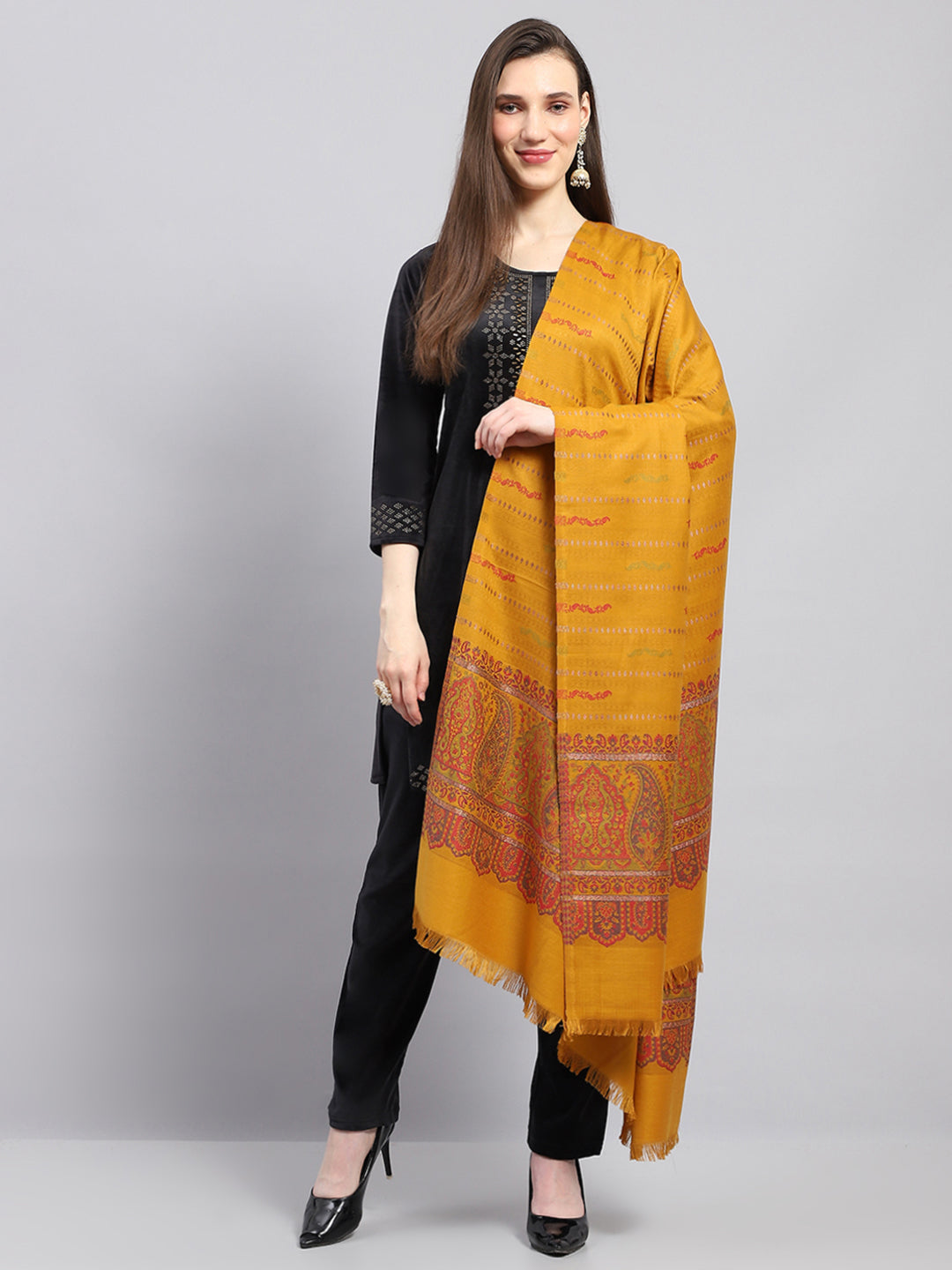 Women Multicolor Self Design Shawl