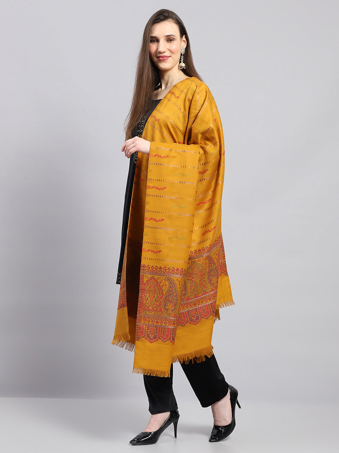 Women Multicolor Self Design Shawl