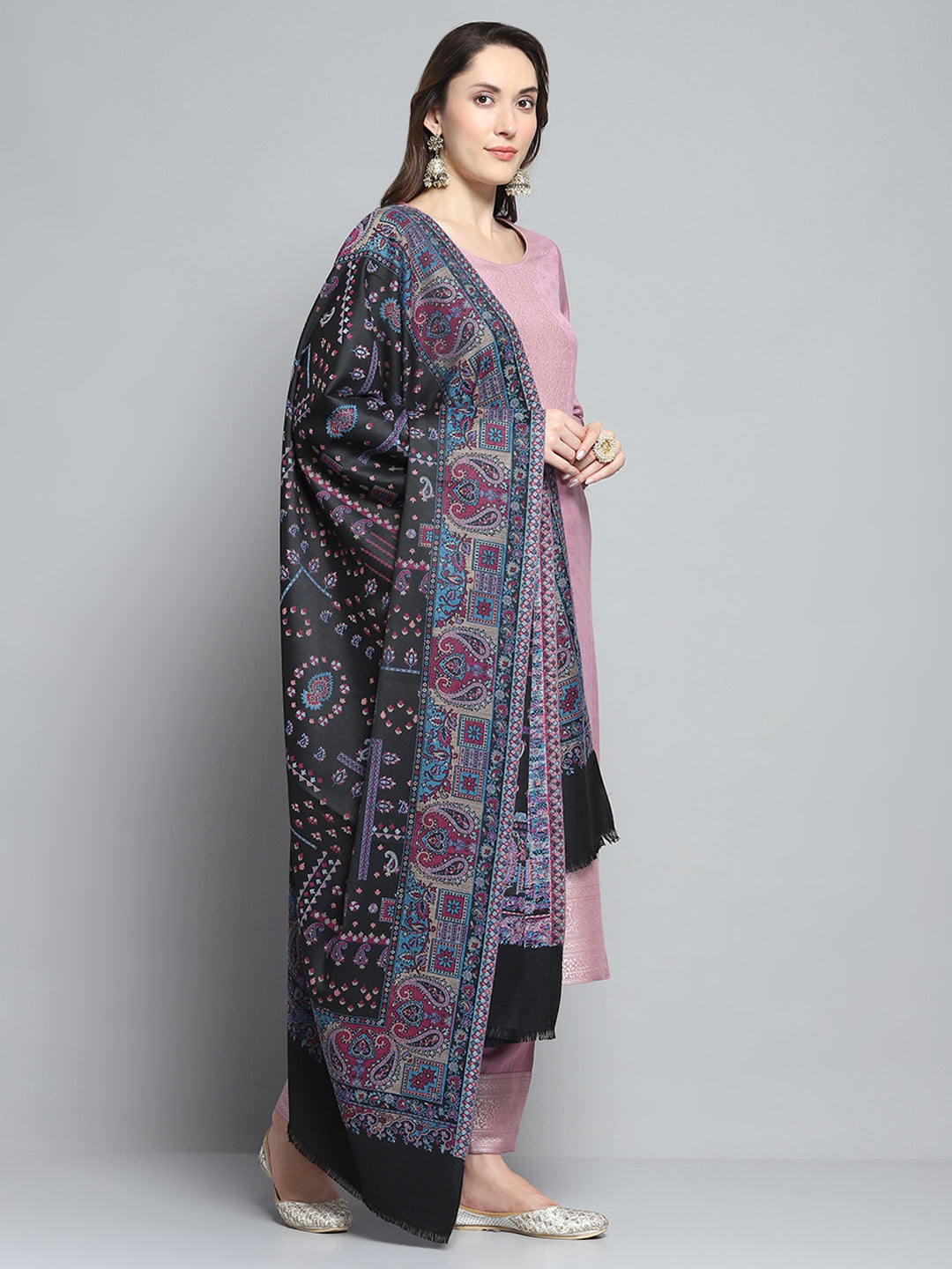 Women Multicolor Self Design Shawl