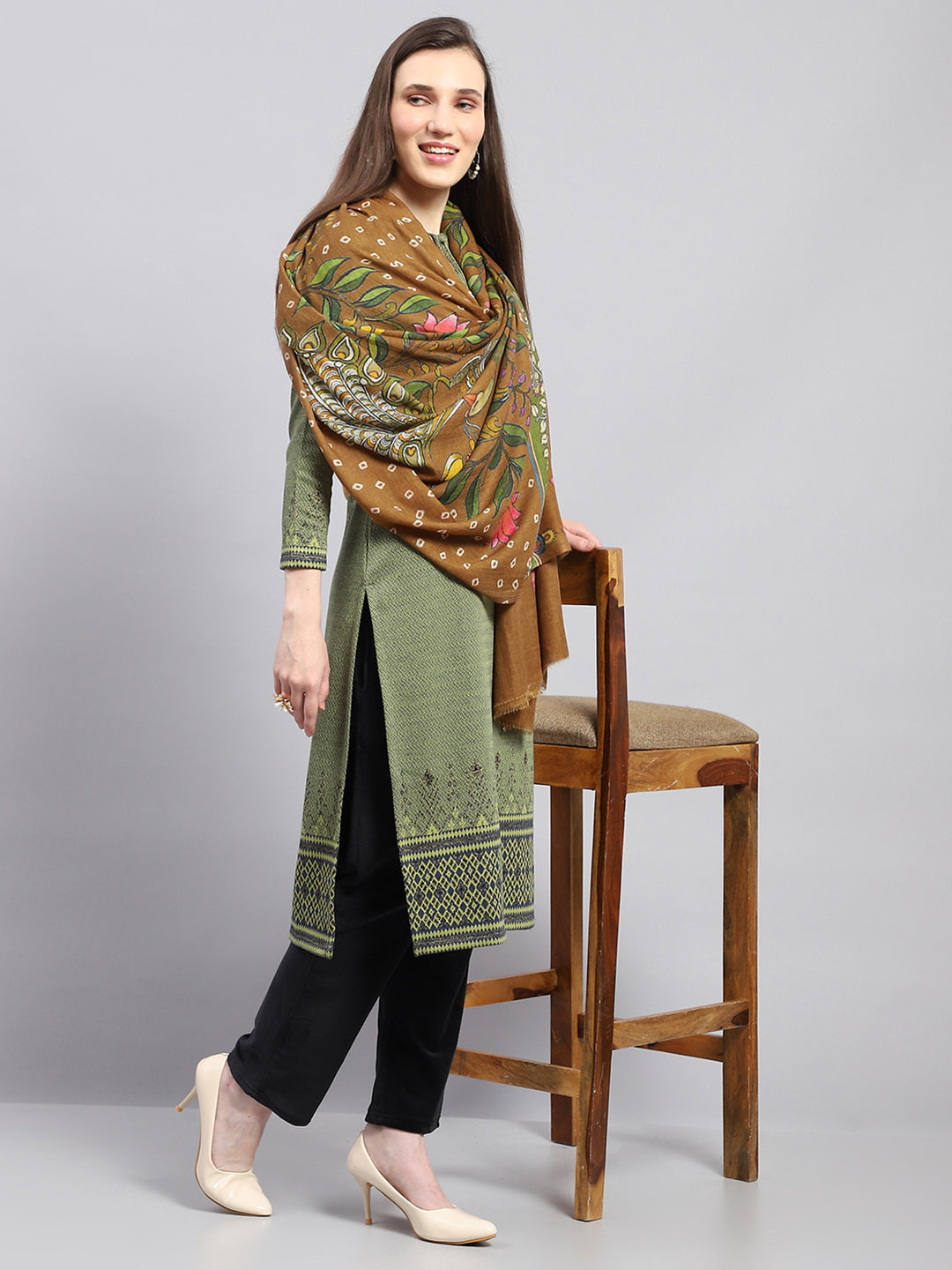 Women Multicolor Self Design Shawl