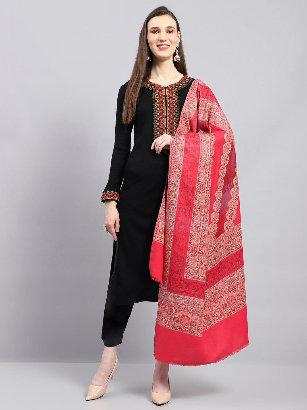 Women Multicolor Self Design Shawl