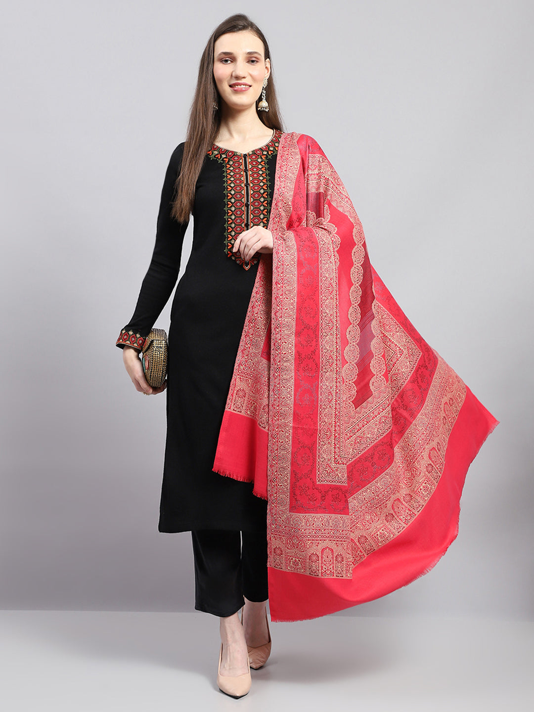 Women Multicolor Self Design Shawl