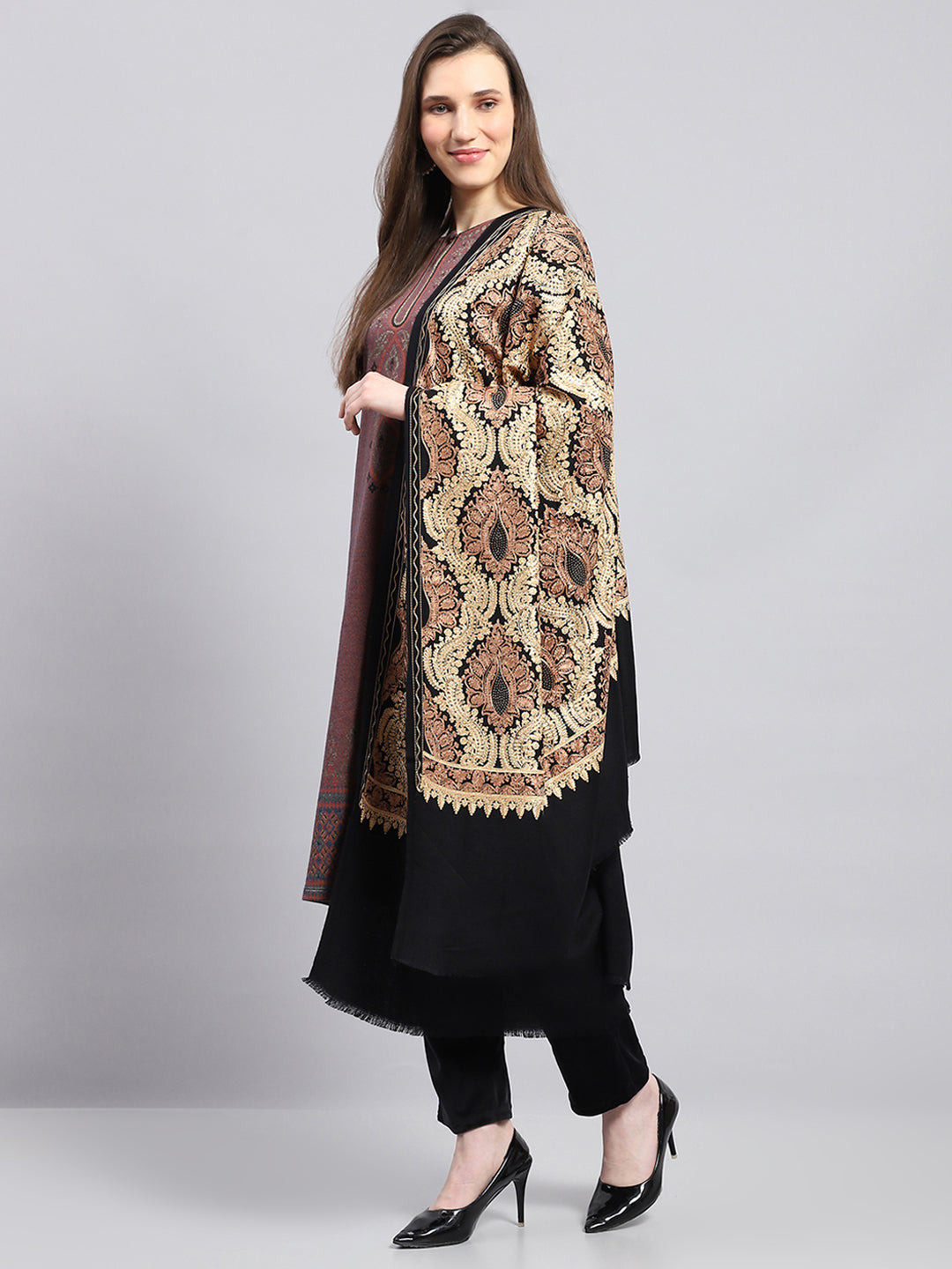 Women Multicolor Self Design Shawl