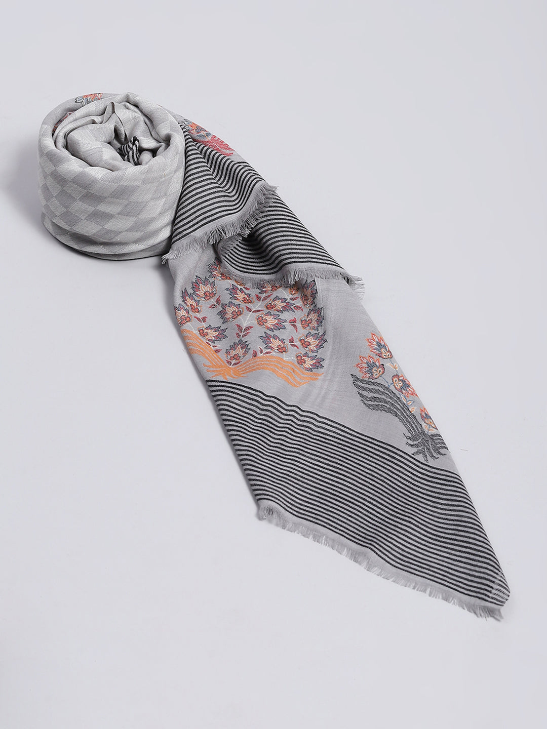 Women Grey Self Design Shawl