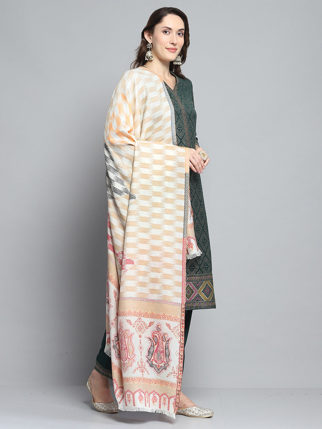 Women Multicolor Self Design Shawl