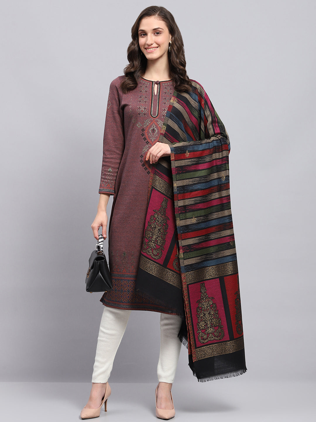 Women Multicolor Self Design Shawl