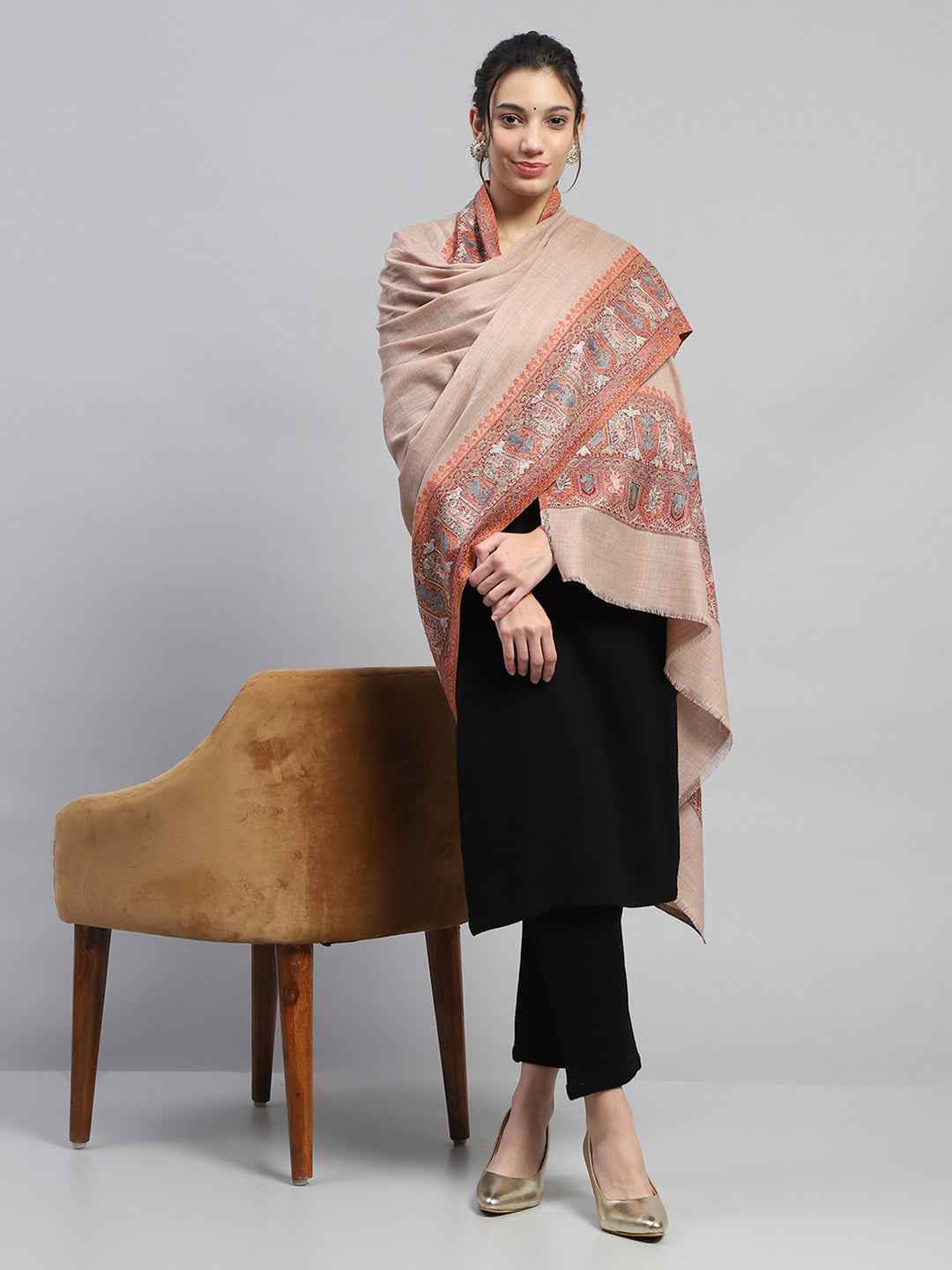 Women Multicolor Self Design Reversible Shawl