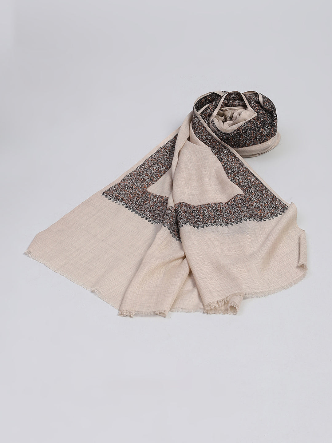 Women Beige Self Design Shawl