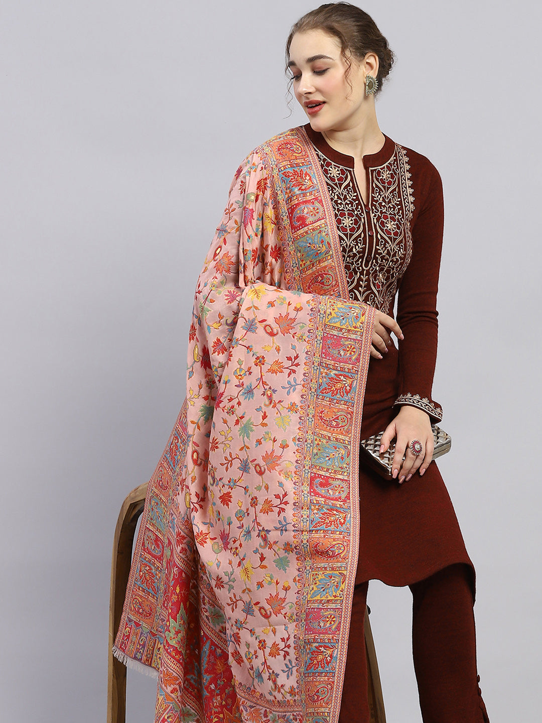 Women Multicolor Self Design Shawl