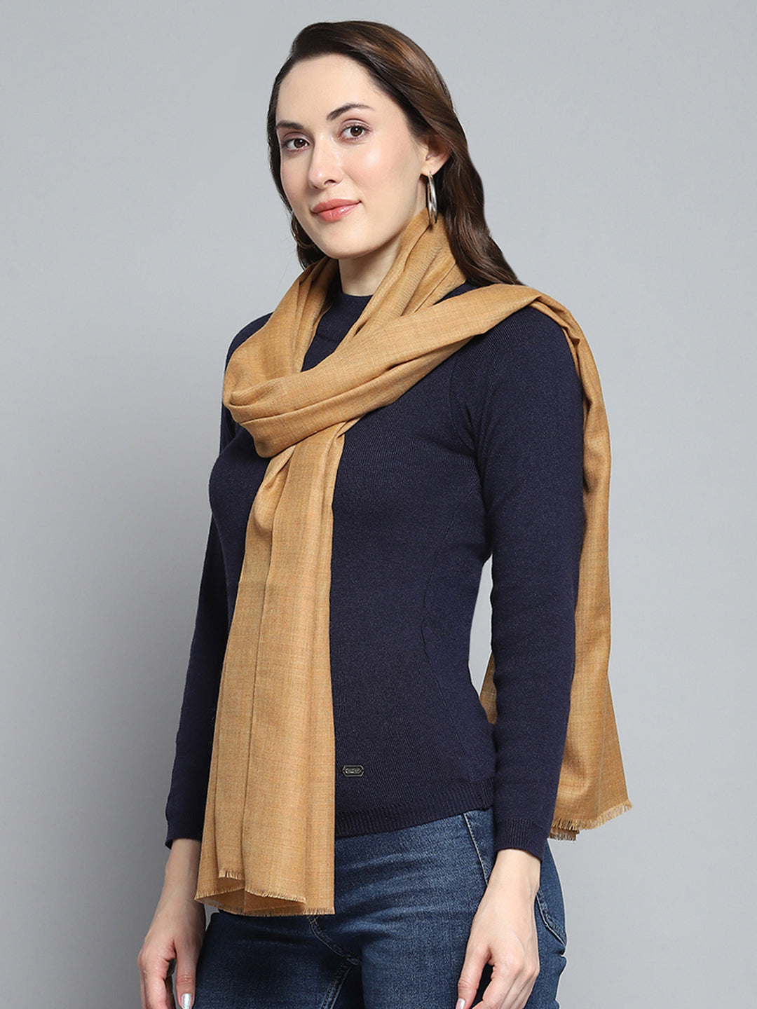 Women Khaki Solid Stole