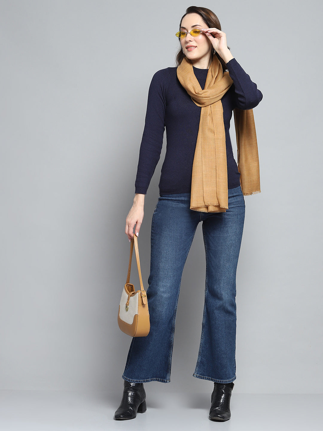 Women Khaki Solid Stole