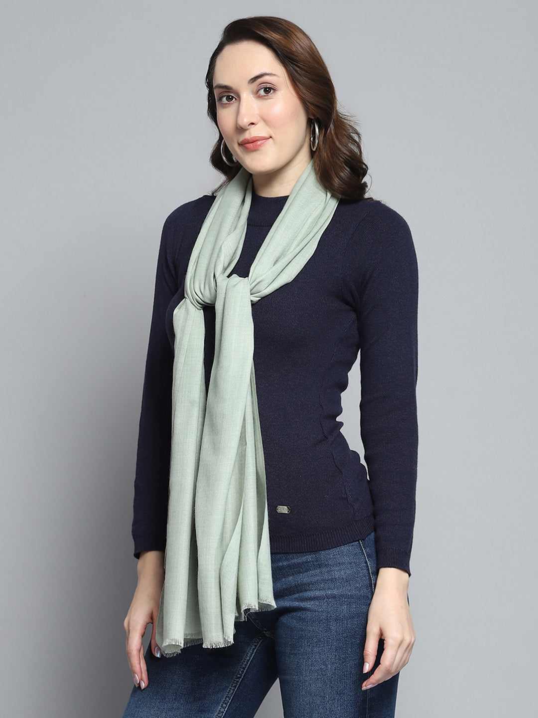 Women Green Solid Stole