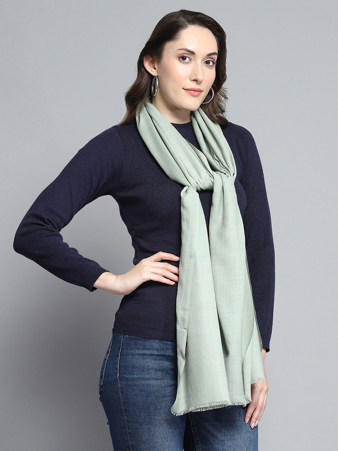 Women Green Solid Stole