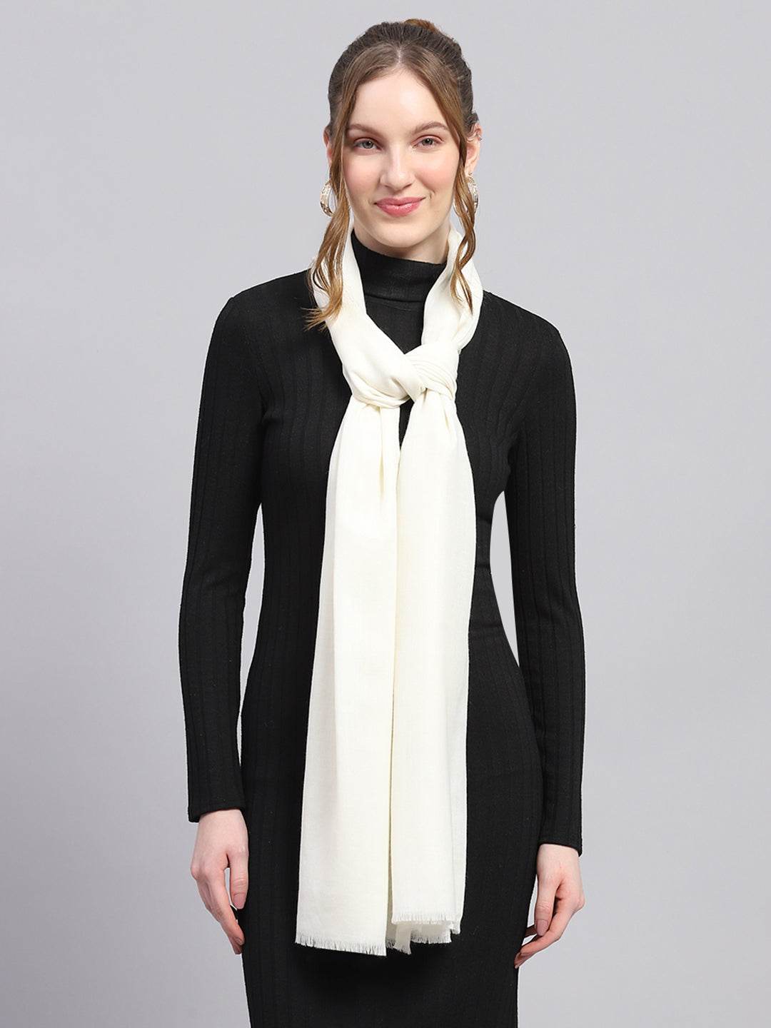 Women White Solid Stole