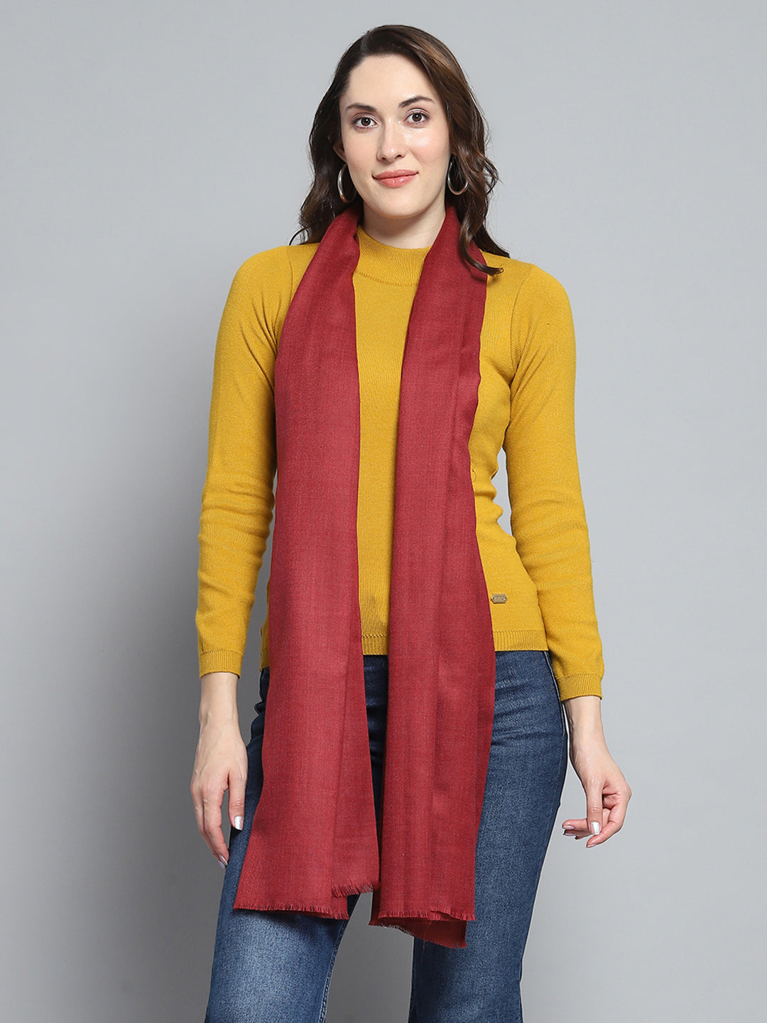 Women Maroon Solid Stole