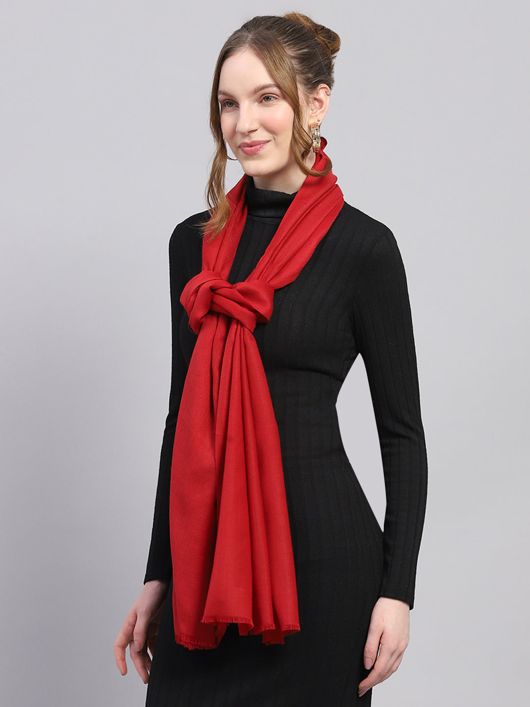 Women Red Solid Stole