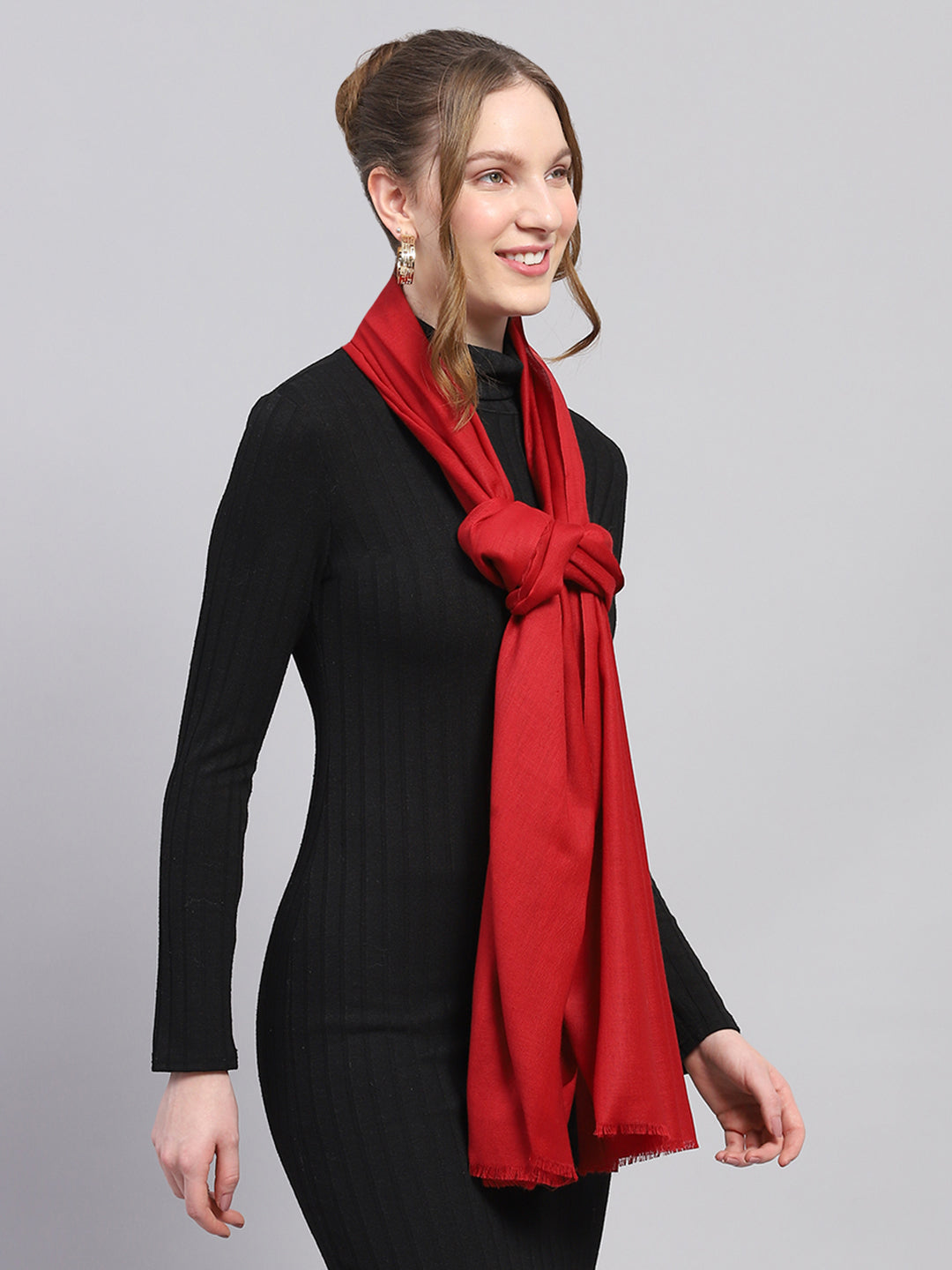 Women Red Solid Stole