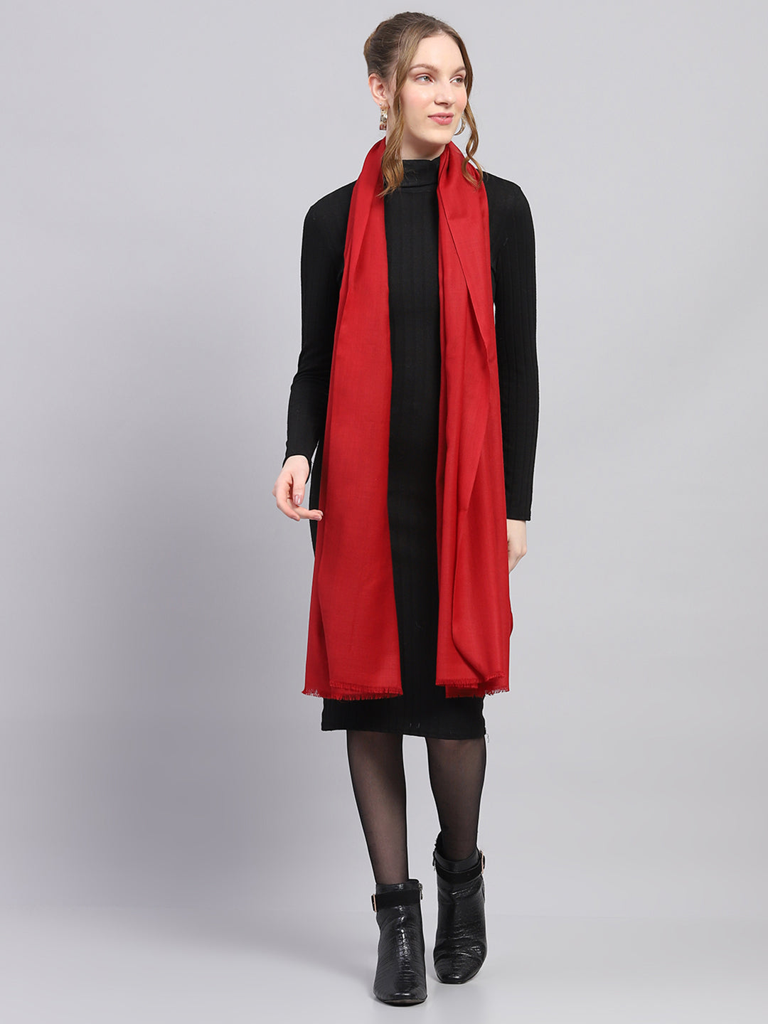 Women Red Solid Stole