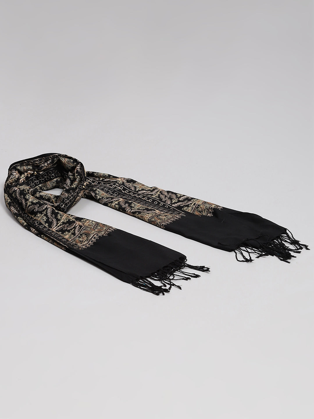 Women Black Self Design Stole