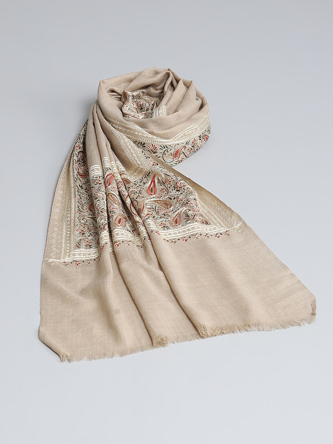 Women Beige Self Design Stole