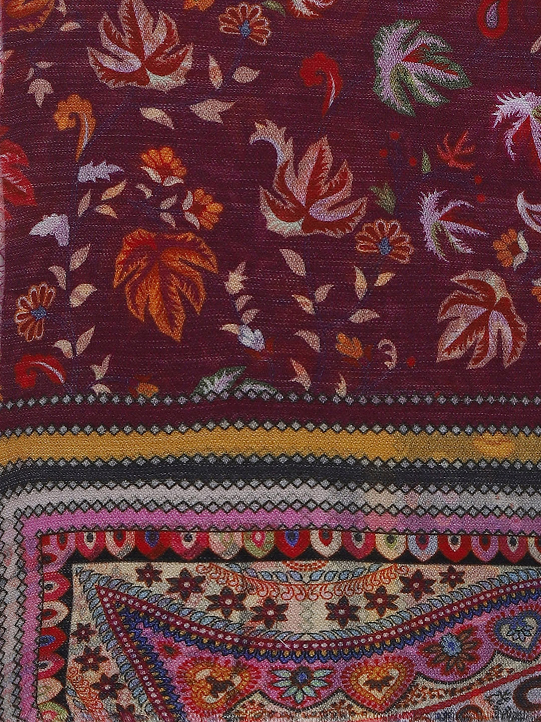 Women Maroon Self Design Stole