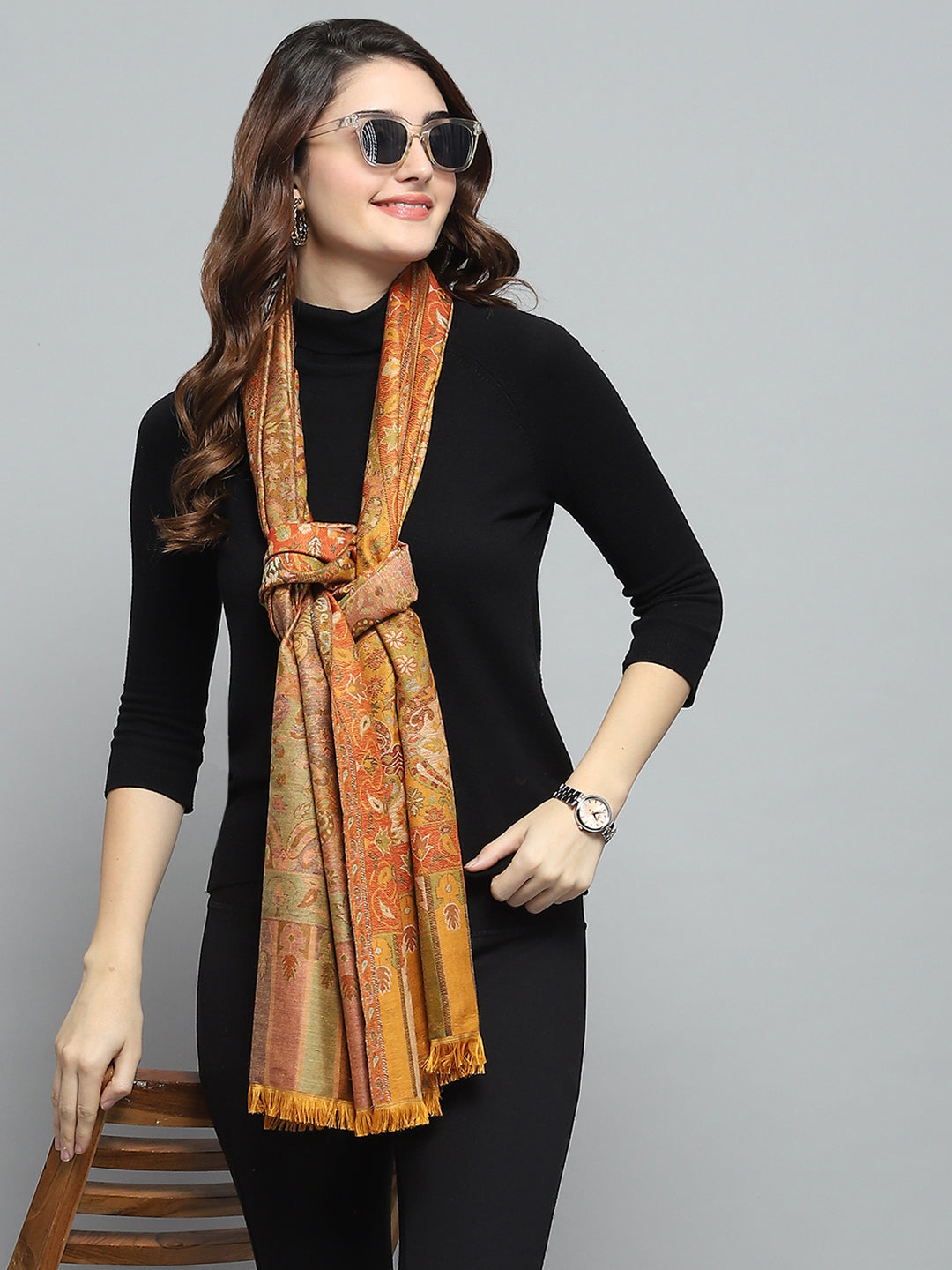 Women Multicolor Self Design Stole