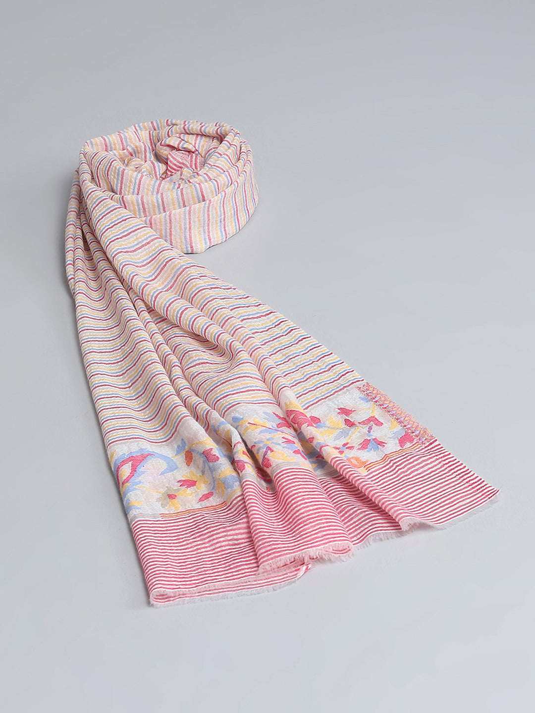 Women Peach Self Design Stole