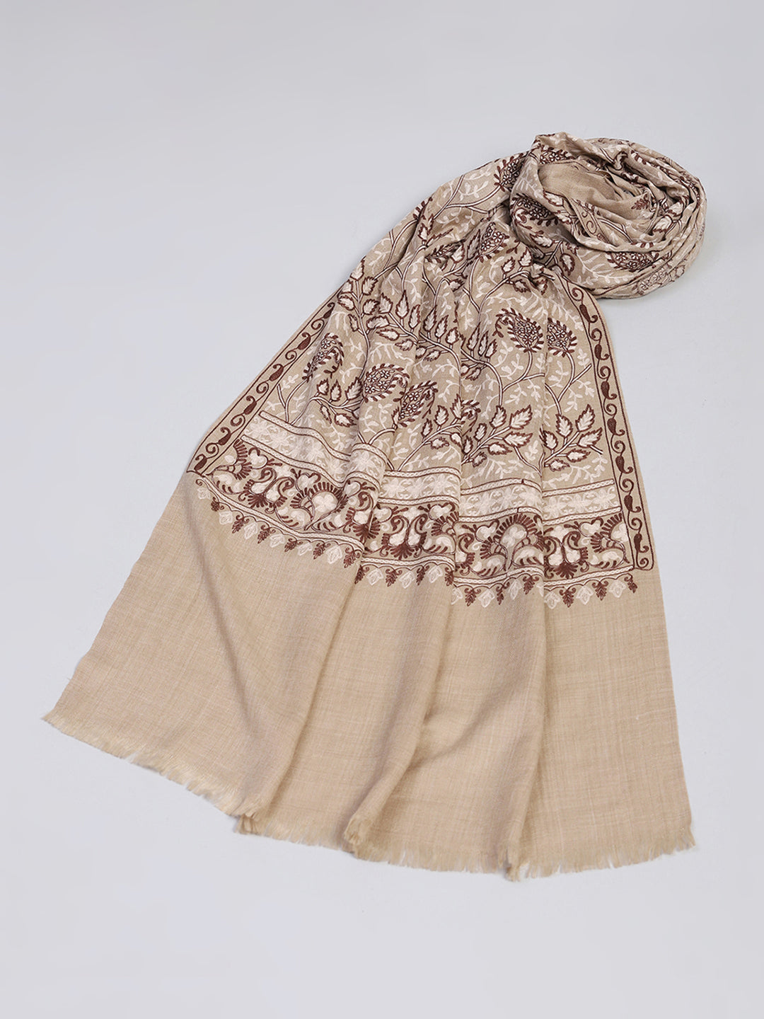 Women Beige Self Design Stole